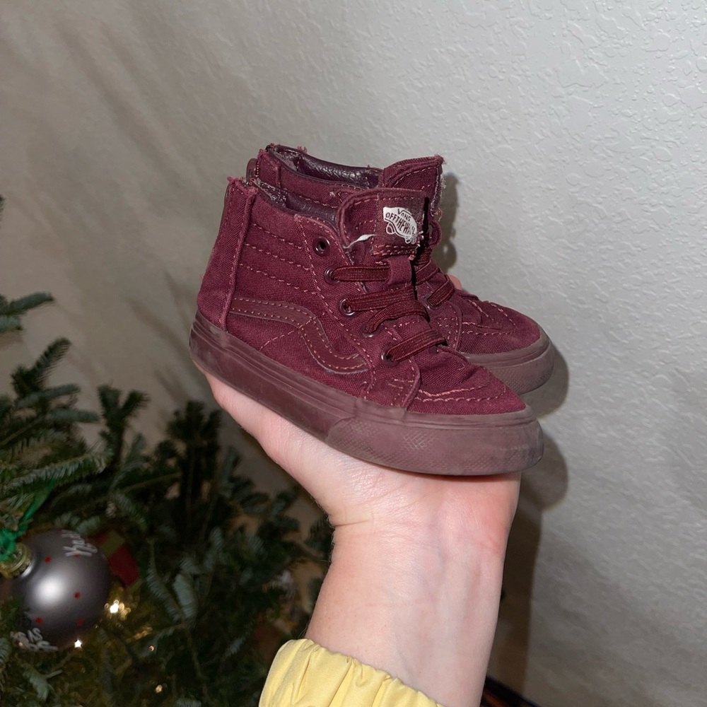 Toddler Baby Maroon High Top Vans Size 6 Boys or Girls